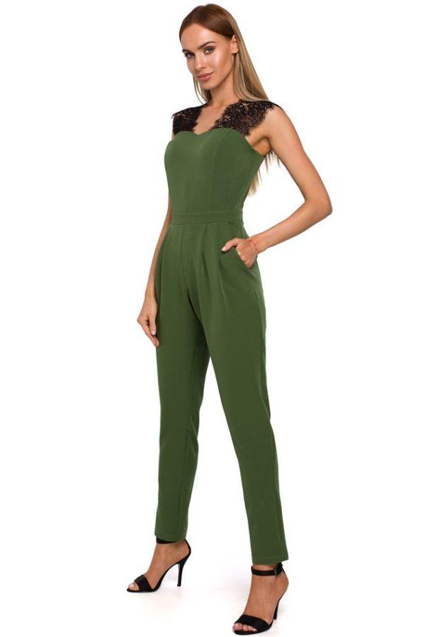 Jumpsuit with Lace Straps in Green